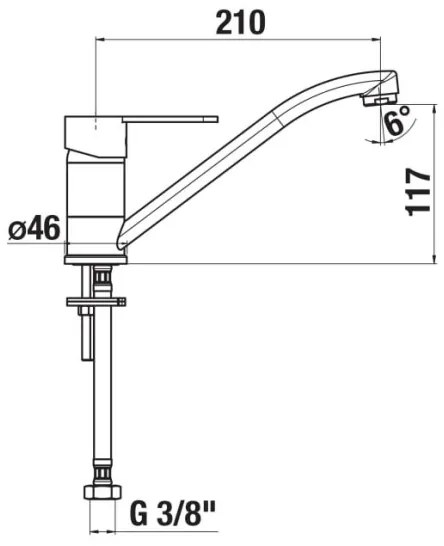 JIKA H3511Z10042301 - LYRA mosogató csaptelep, 21 cm, fényes króm