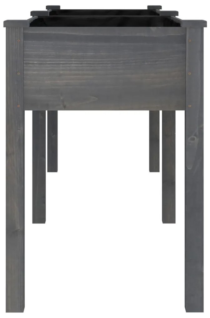 szürke tömör fenyőfa kerti ültetőláda béléssel 203x53x76 cm