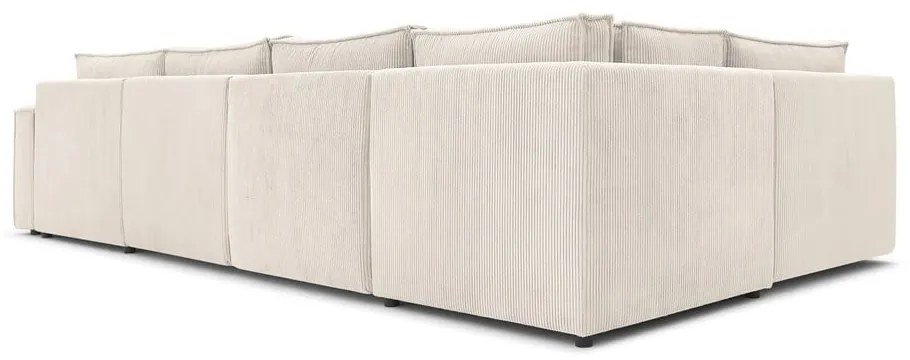 Krémszínű kordbársony sarokkanapé (bal oldali-"U" alakú) Nihad modular – Bobochic Paris