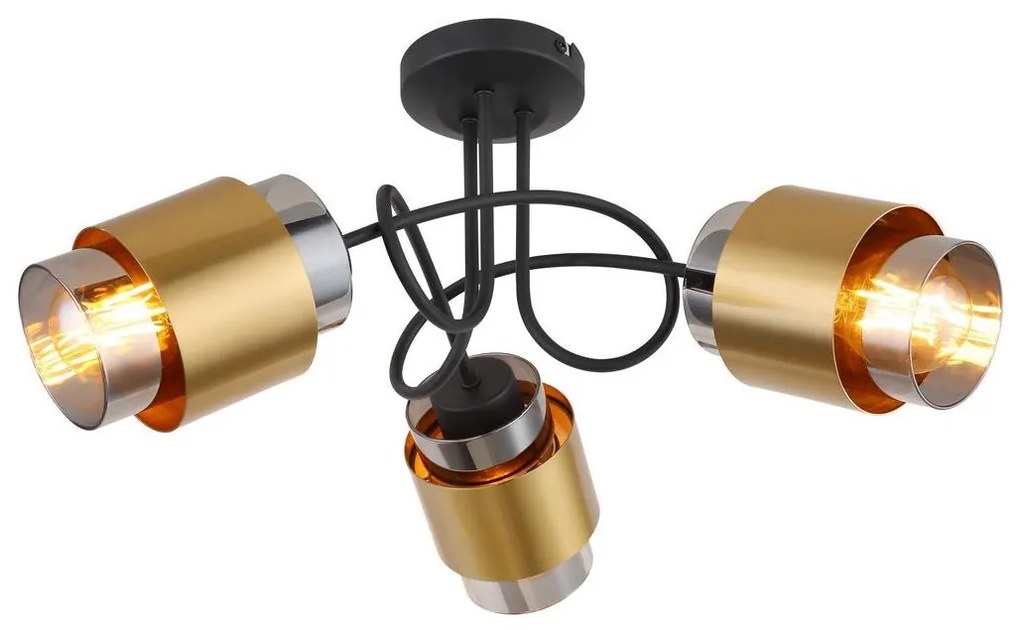 Globo 15560-3D - Felületre szerelhető csillár  MILLEY 3xE27/40W/230V fekete/réz