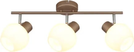 Globo 54662-3 Mennyezeti lámpa, fém matt kávébarna, krómozott fém, fehé üveg, forgatható/dönthető, HxSzxM: 500x125x175mm, 3x E27 40W 230V izzók nélkül