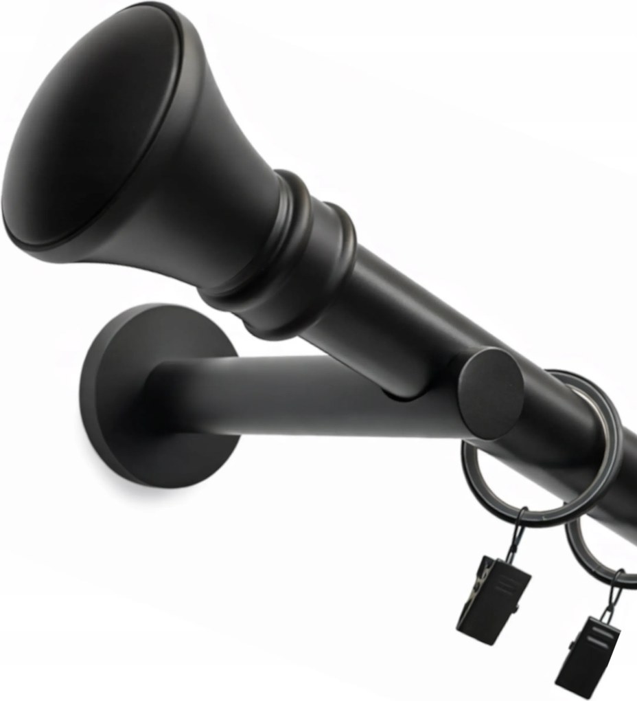 Fém Függönykarnis szimpla 25 mm függönykarnis fekete Fekete Matt Monaco 140 cm