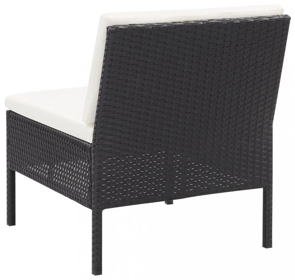 vidaXL 3 részes fekete polyrattan kerti ülőgarnitúra párnákkal