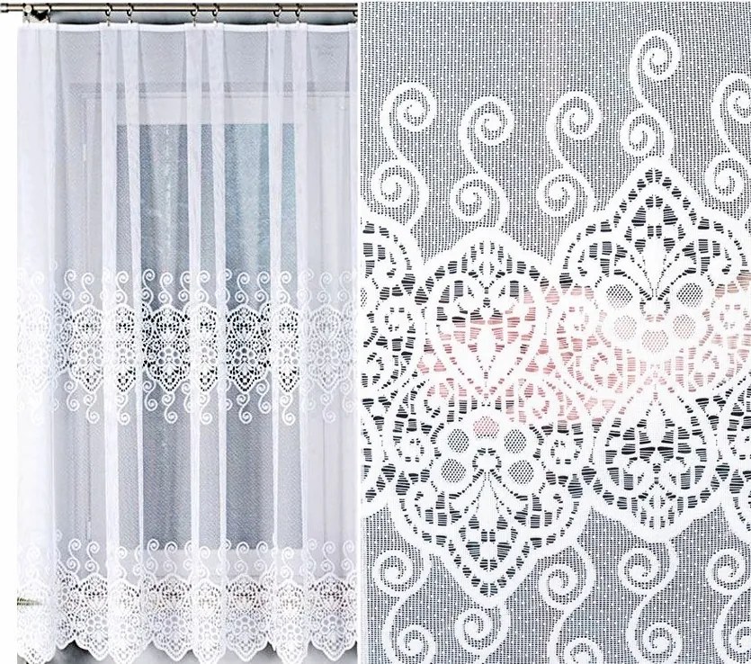 Jacquard mintás függöny 018495 magasság 180cm, fehér színben (méterenként)