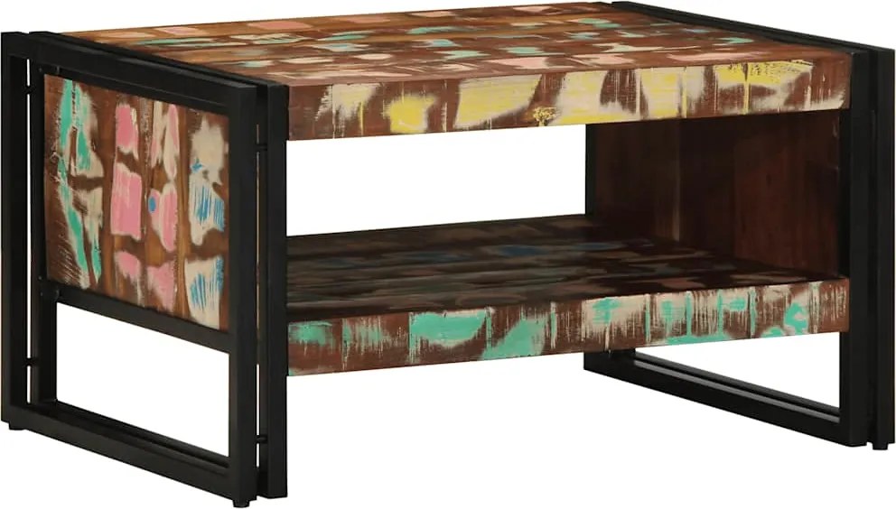 vidaXL többszínű tömör újrahasznosított fa dohányzóasztal 90x50x38cm