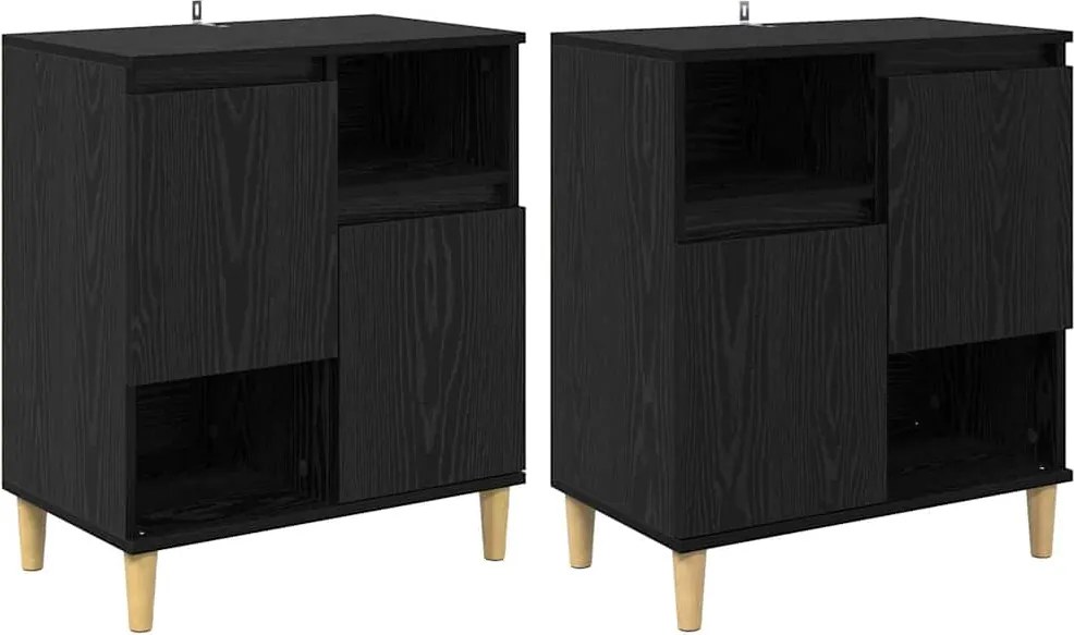 vidaXL Oldalszekrények 2 pcs Fekete tölgy 60 x 35 x 70 cm Faanyag