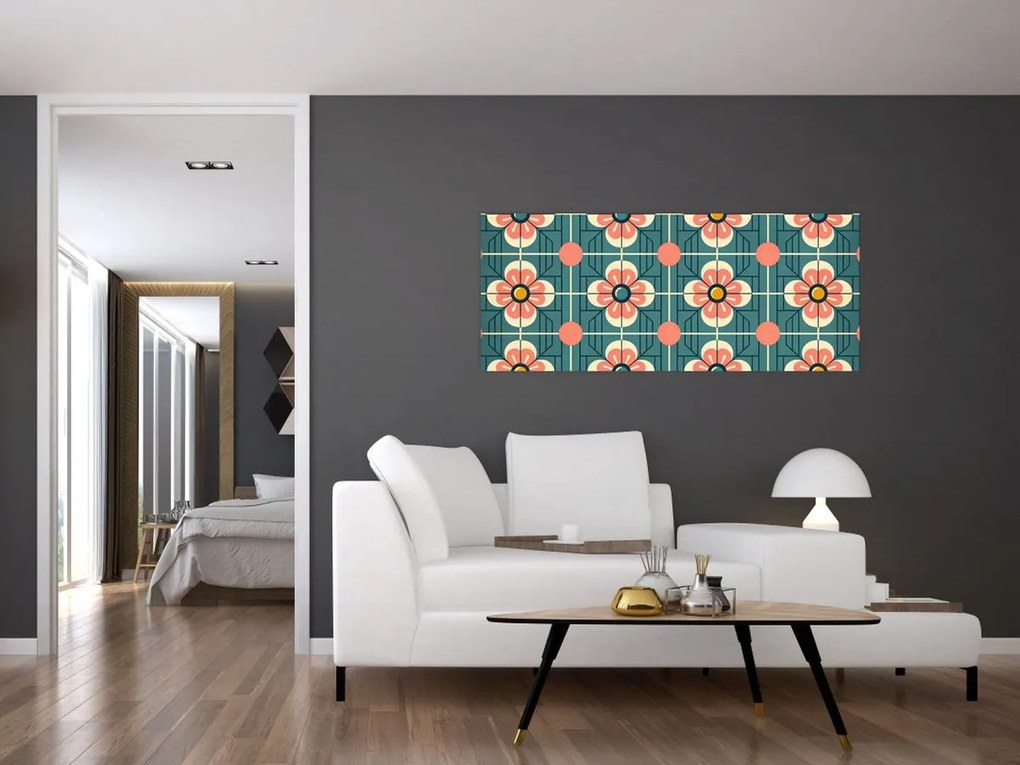 Kép - Retro virágminta (120x50 cm)
