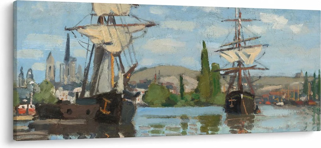 Kép - Claude Monet, Ships Riding on the Seine at Rouen, reprodukciók (120x50 cm)