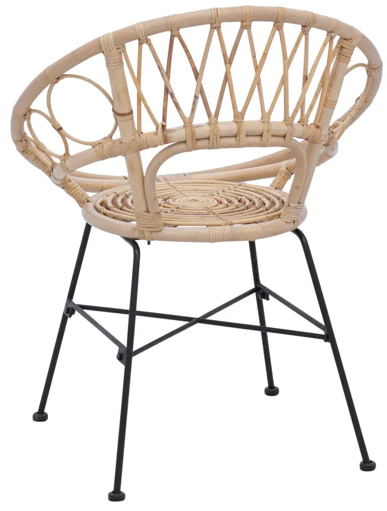 Étkezőszék 2 pcs Természetes 65 x 55,5 x 81 cm Rattan és Vas