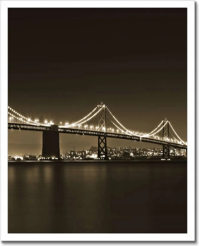 Poszterek keretben 40x50 Híd az éjszakában szépia