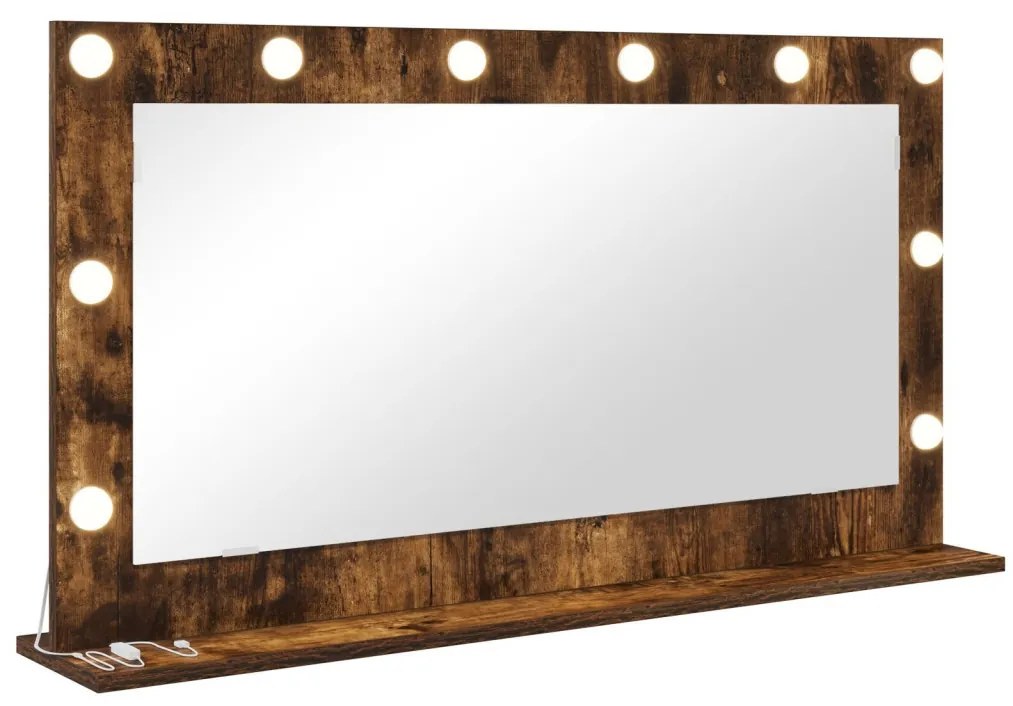 pipere tükör Füstölt tölgy Fa, Üveg 100 x 55 x 18 cm Pipere tükör