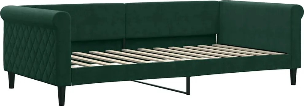 vidaXL sötétzöld bársony kanapéágy keret 100 x 200 cm
