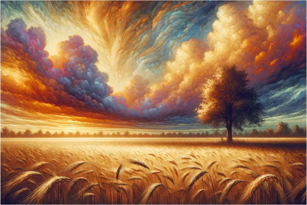 Kép – Fa a mezőn (90x60 cm)