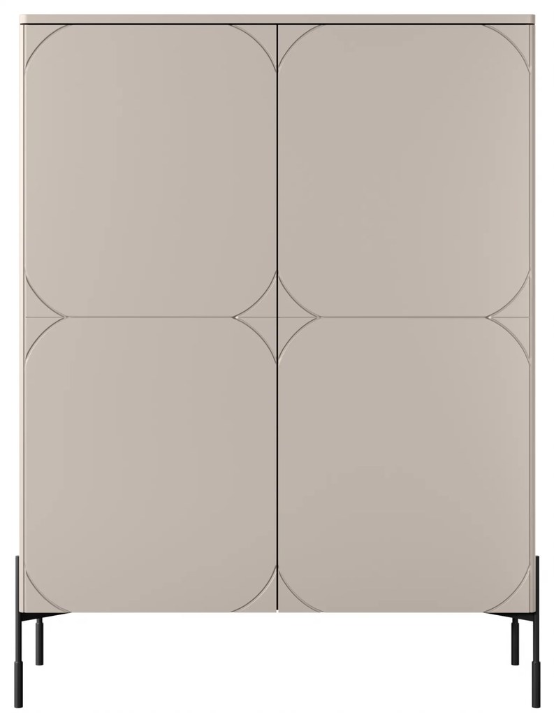 Sonatia magas komód 120 cm kétajtós, két rejtett fiókkal - kasmír