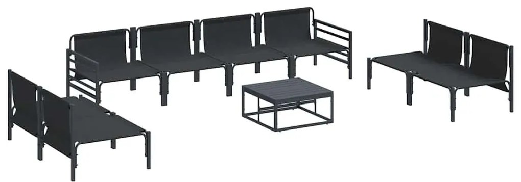 Kerti Kanapé Szett 9 pcs Antracitszürke Acél