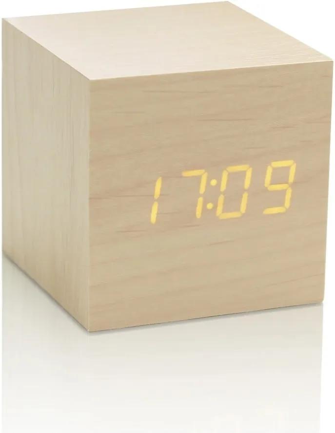 Cube Click Clock világosbézs ébresztőóra sárga LED kijelzővel - Gingko