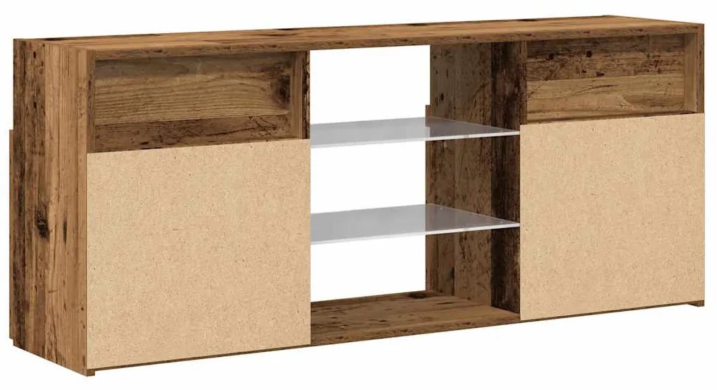 antik fa színű szerelt fa TV-szekrény LED-ekkel 120x30x50 cm