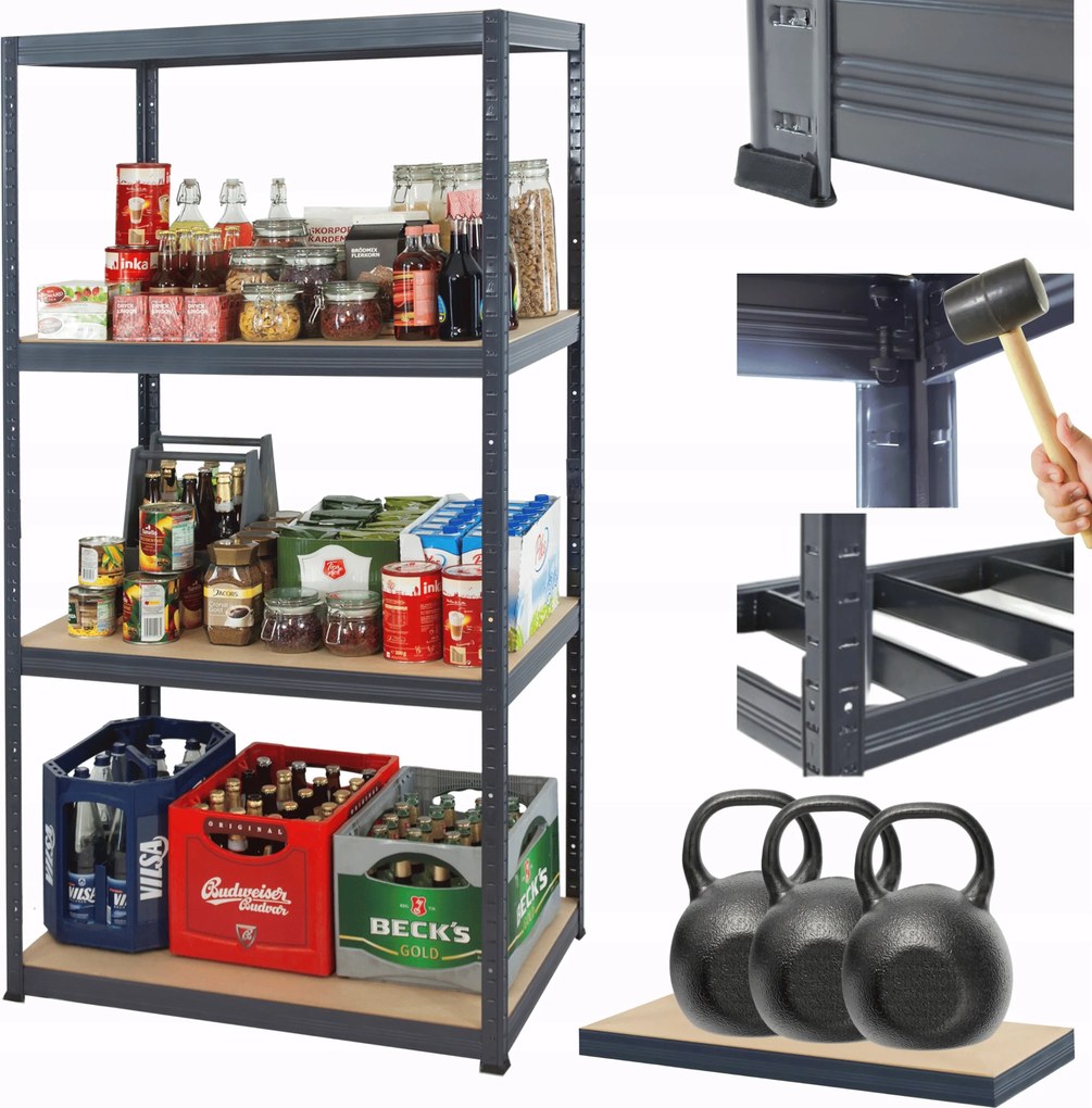 Helios Prémium fém garázstároló állvány 180x90x45cm 4Px350kg