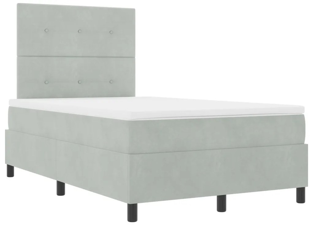 Boxspring Ágy Matrac Kép Sötétszürke 120x200 cm Bársony