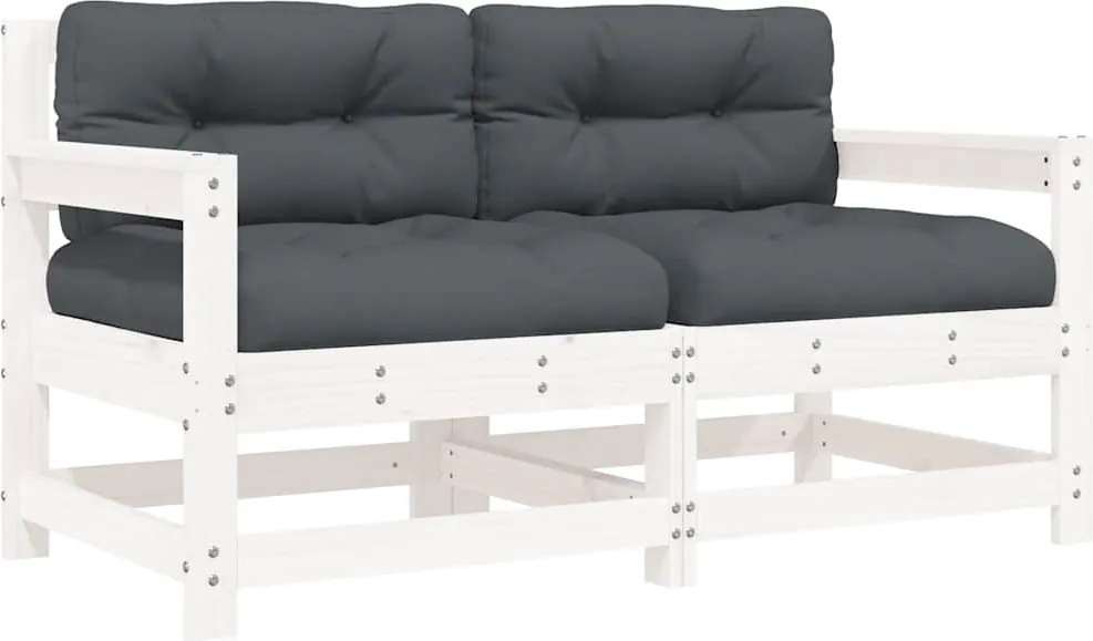 vidaXL 2 db fehér tömör fenyőfa kerti szék párnákkal