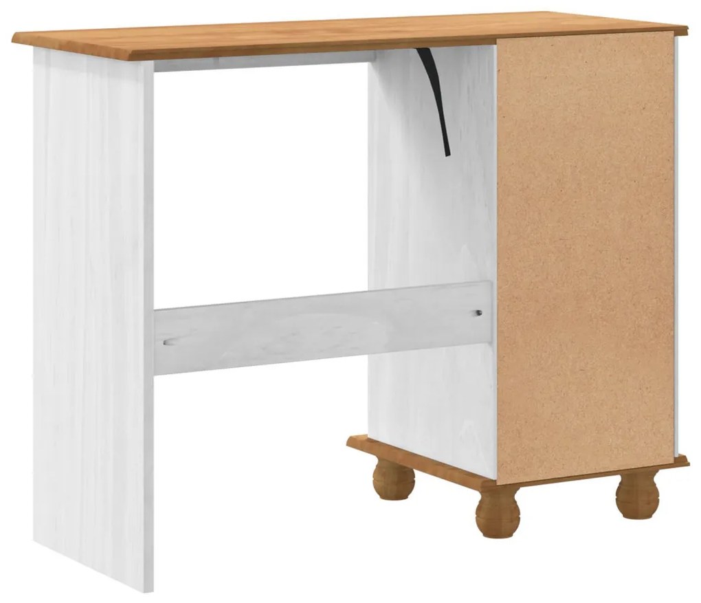 Íróasztal ASKIM" Fiókokkal Fehér 95x40x75 cm Tömbfa Fenyő"