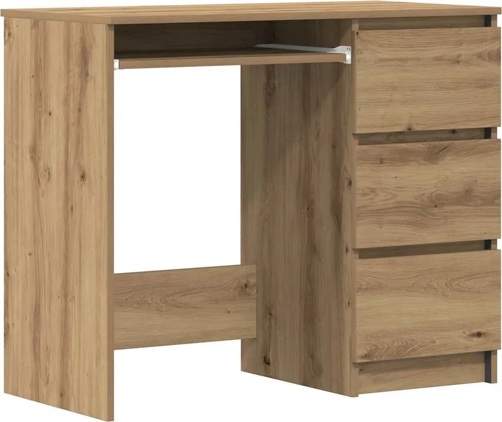 vidaXL kézműves tölgy színű szerelt fa íróasztal 90x45x76 cm