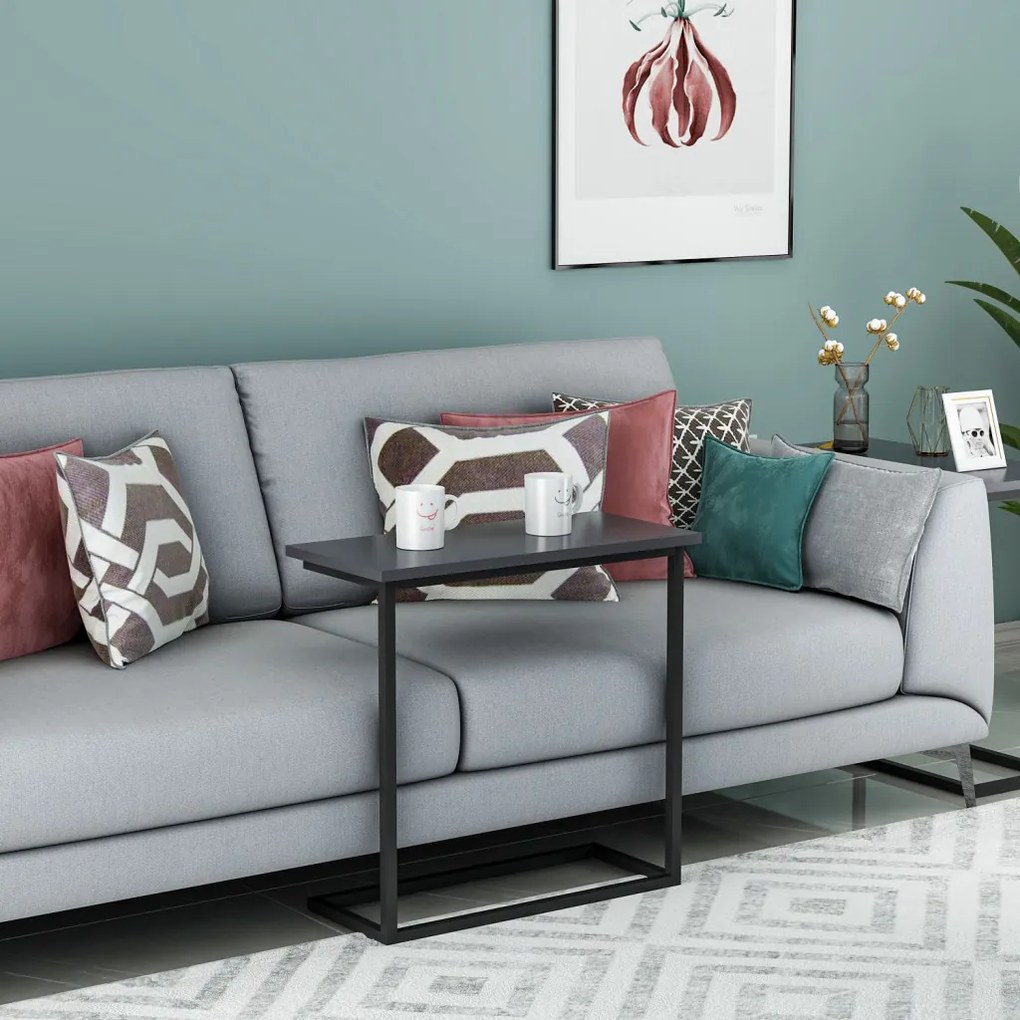Narin dohányzóasztal, antracit-fekete, 64 cm