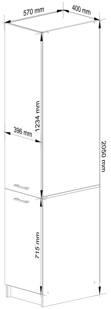 Élelmiszeres konyhaszekrény Organo S 40/205 (fehér + fehér). 1117501