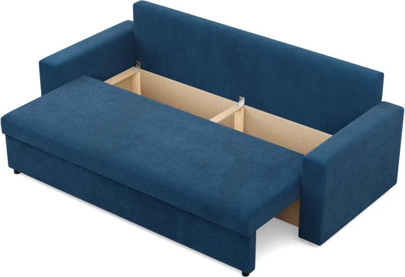 Zeus kanapéágy, kordbársony, hab töltet, egyenes kartámasz, kék