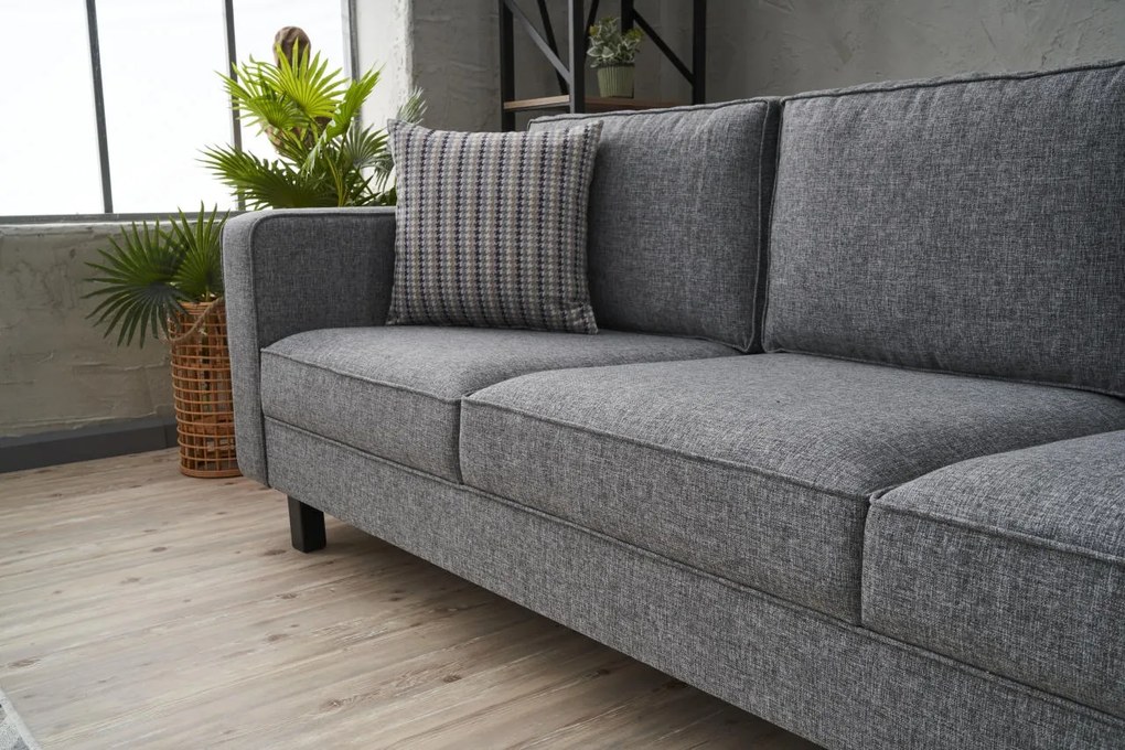 3 személyes kanapé Kale Linen - Szürke