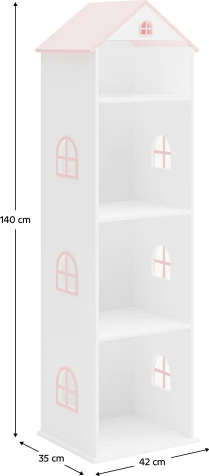 Gyerek könyvespolc, fehér/rózsaszín, MAISON TYP 2