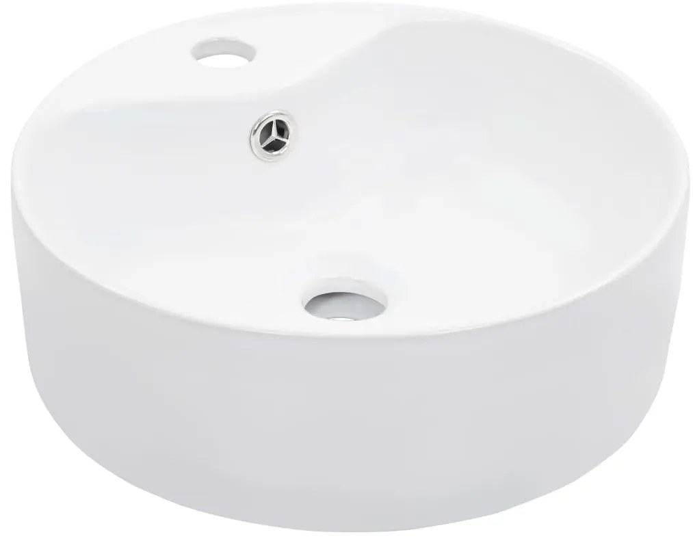 vidaXL fehér kerámia mosdókagyló túlfolyóval 36 x 13  cm