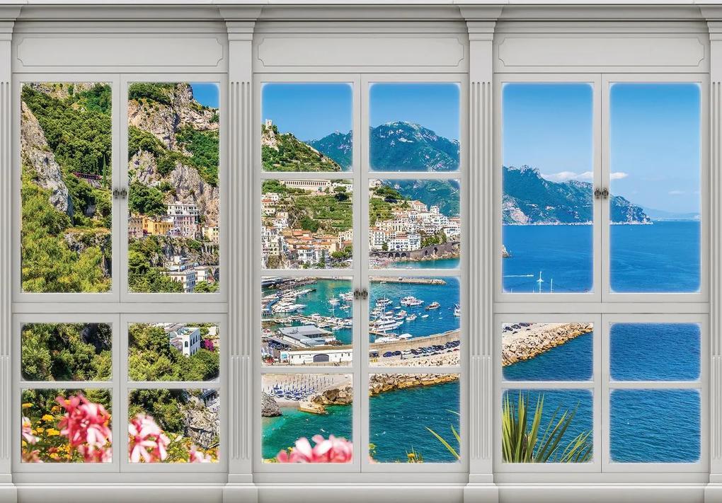Fotótapéta - Türkizkék tenger - kilátás az ablakból (254x184 cm)