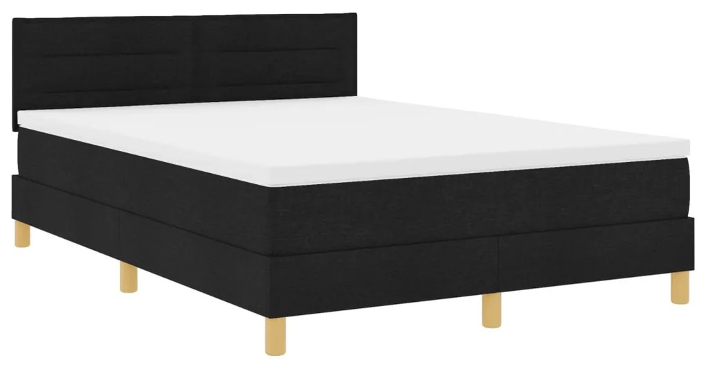 Boxspring Ágy matraccal Fekete 140x200 cm Szövet