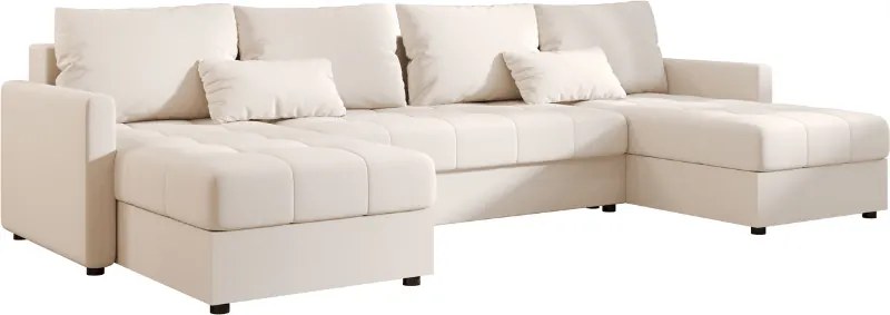 AKCIÓ Kihúzható U alakú VENORIA ülőgarnitúra 285x146 cm, krém színű + 2 párna INGYEN II. osztály