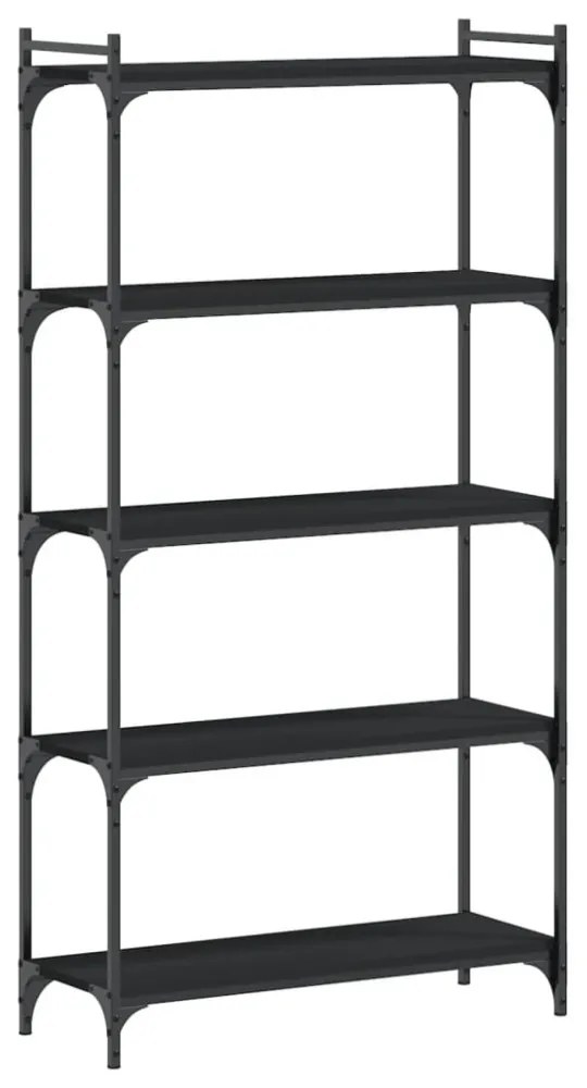 5 szintes fekete szerelt fa könyvespolc 80 x 30 x 154 cm