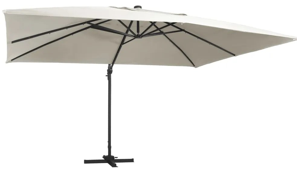 vidaXL homokszínű konzolos napernyő LED-del/alumínium rúddal 400x300cm