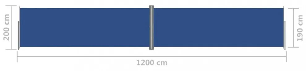 kék behúzható oldalsó napellenző 200 x 1200 cm
