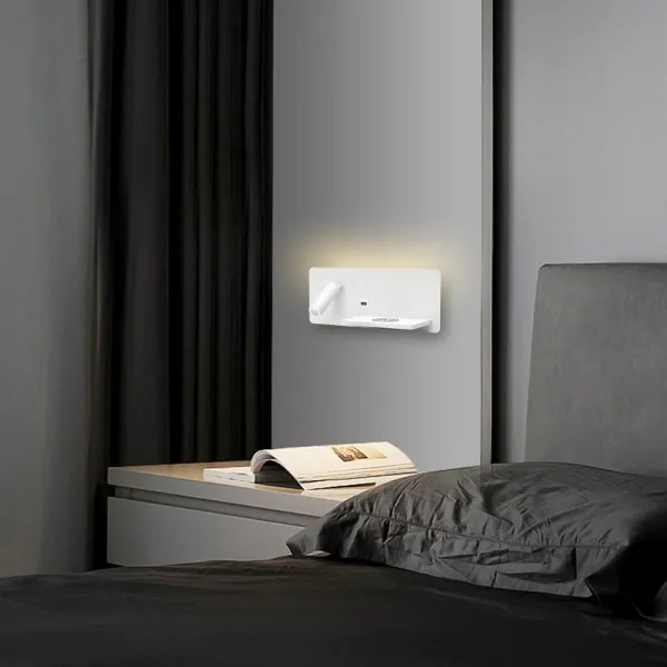 Immax 08285L-LED fali lámpa polccal, USB és vezeték nélküli töltővel, LED/3W/230