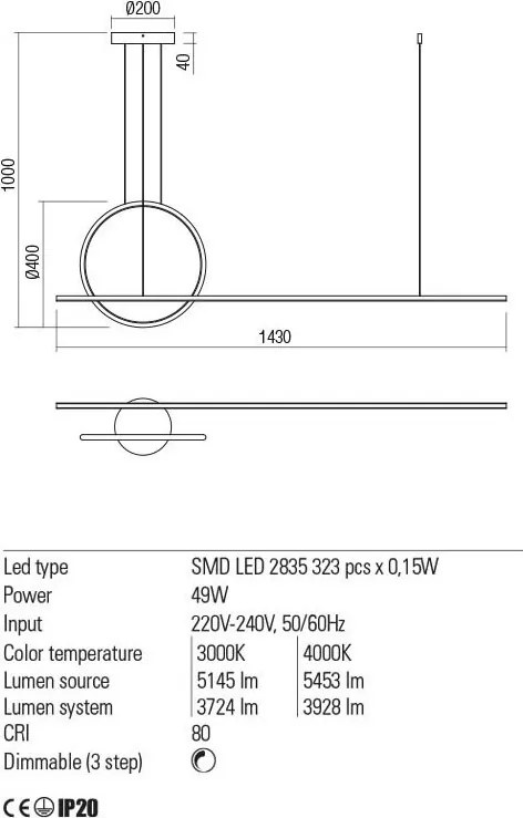 REDO 01-1848 GIOTTO Modern Led Függesztett Lámpa LED IP20