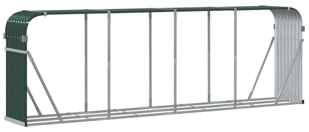 zöld horganyzott acél fatörzstartó 300 x 45 x 100 cm