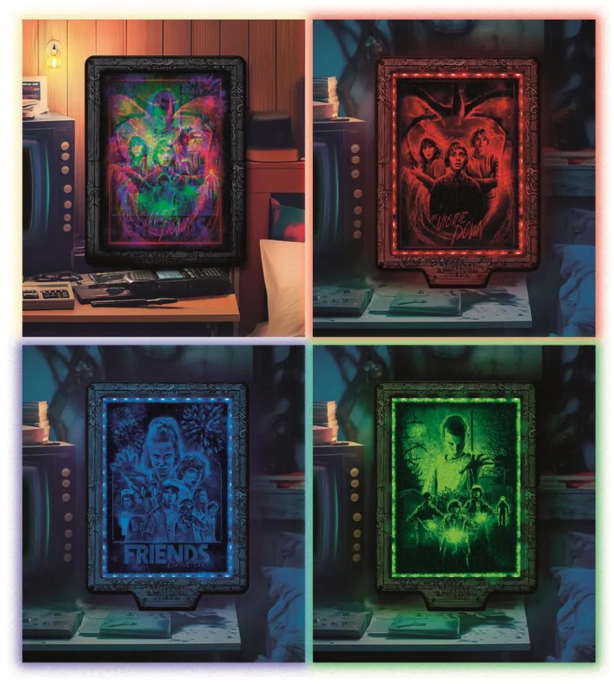 Stranger Things Upside Down 520 db-os puzzle LED-es keretben Clementoni
