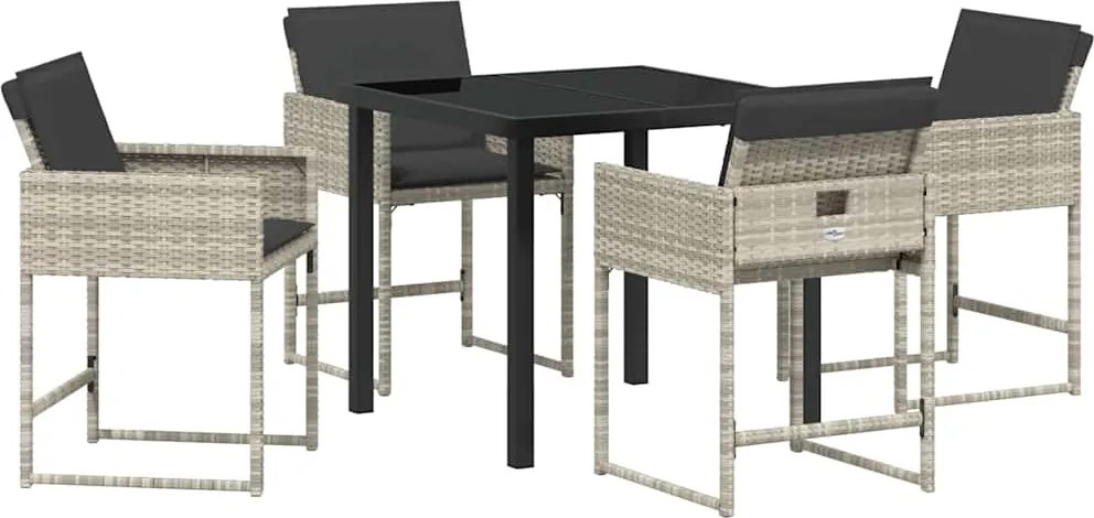 vidaXL Kert étkező szett 5 pcs Világosszürke polirattan