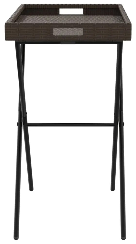 barna összecsukható polyrattan tálcaasztal 65 x 40 x 75 cm