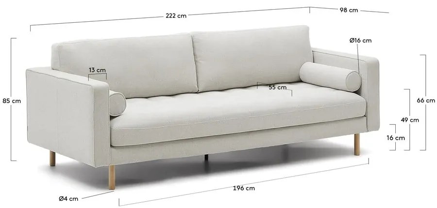 Szürkésbézs zsenília kanapé 222 cm Debra – Kave Home