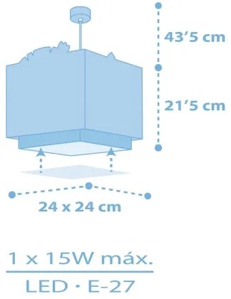 Dalber 63112T - Gyermekcsillár JUNGLE 1xE27/15W/230V kék
