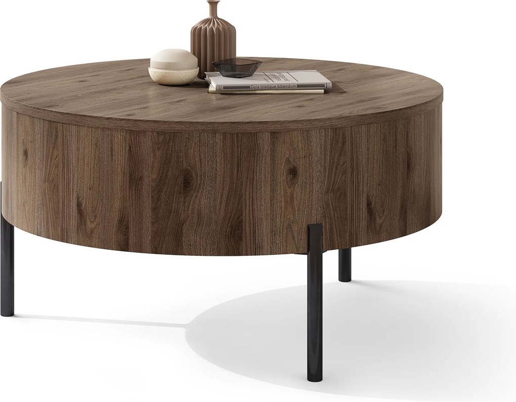 Mazzoni FRIDA Elegáns Diófa – MODERN DOHÁNYZÓASZTAL FELHAJTHATÓ LAPPAL ÉS TÁROLÓVAL