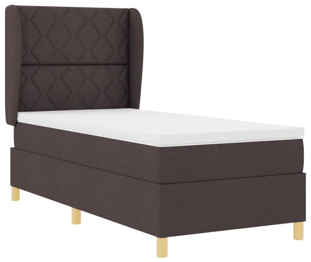 Boxspring Ágy Matrazzal - Sötétbarna, 90x200 cm, Szövet