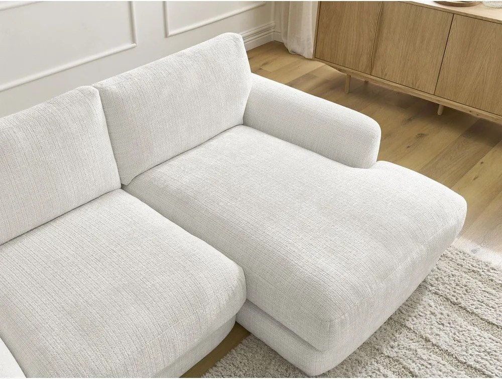 Fehér zsenília sarokkanapé (jobb oldali-heverő résszel) Leonore – Bobochic Paris