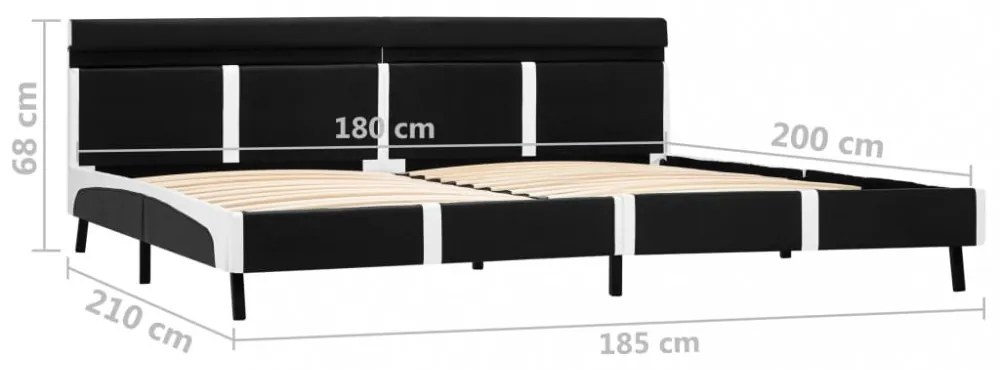 fekete műbőr ágykeret LED csíkkal 180 x 200 cm